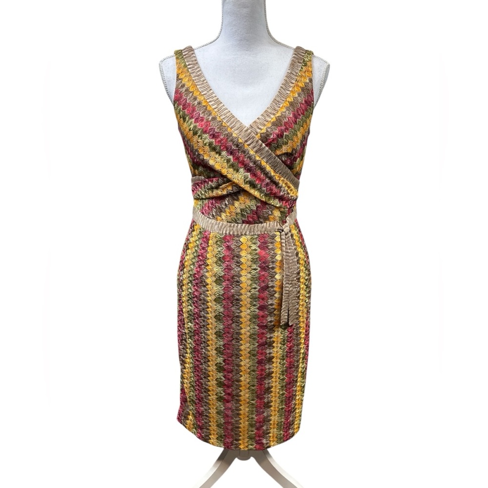 Kay Unger New York Sleeveless Lace Embroidered Sheath Dress Umbral Sunset Size 6